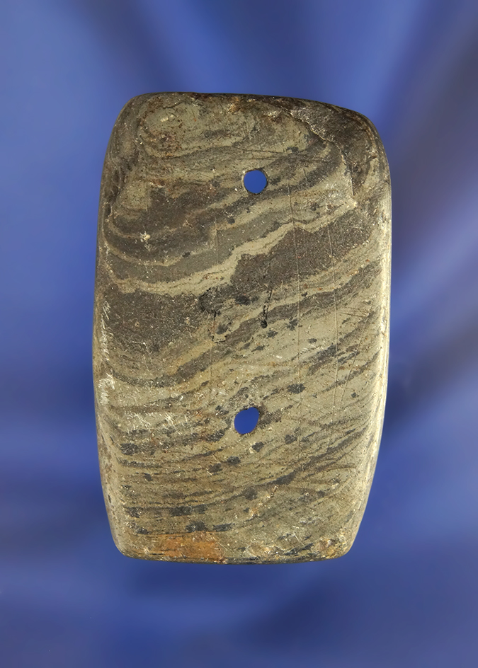 2 3/8" engraved Gorget found in Franklin Co., Ohio. Ex. Strader, Frank Meyer.