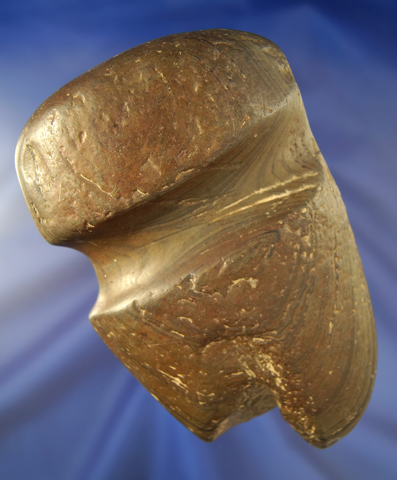 6" water polished Slate Axe found in Ohio with ancient damage to bit area.