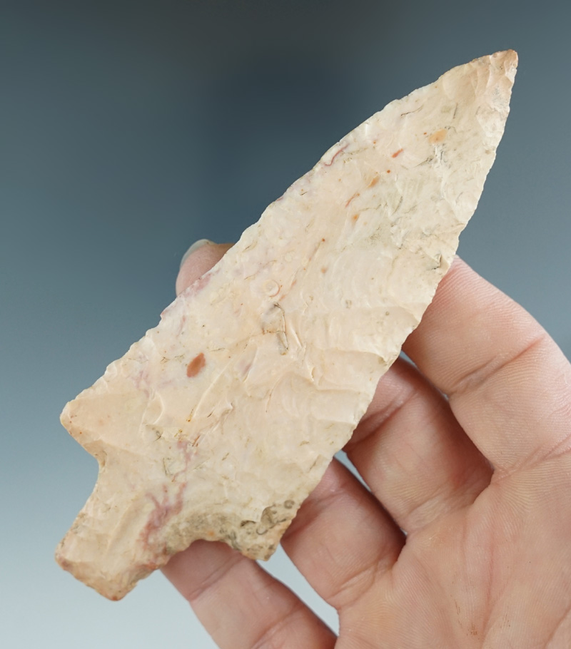 4 7/16" Dickson made from heat-treated Burlington found in Callaway County Missouri.