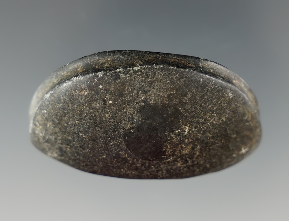 1 7/8" Steatite Boatstone found in Cumberland Co., Pennsylvania. Comes with a Partain COA.