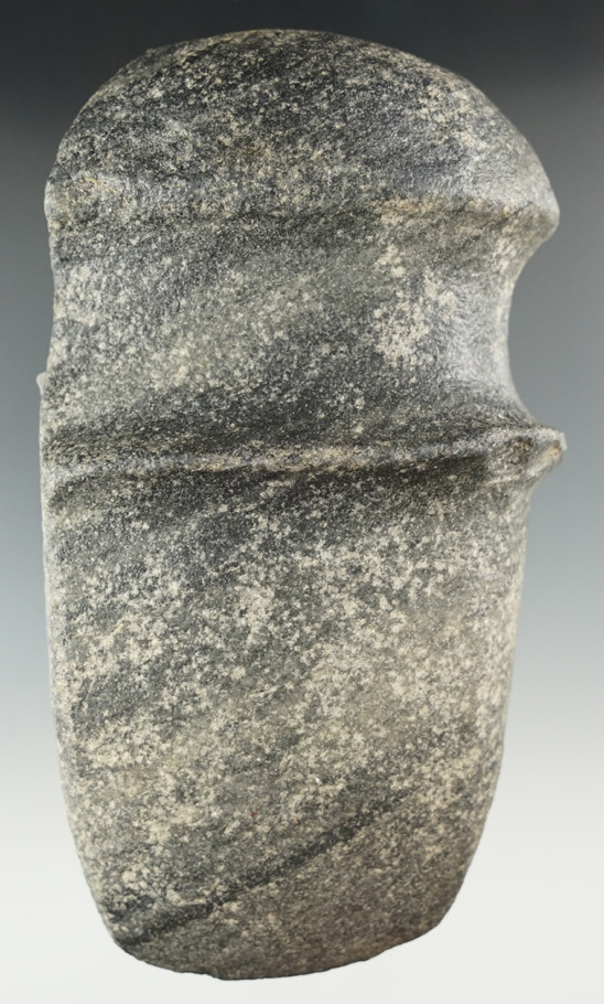 5 3/8" Long 3/4 Grooved highly developed Raised Ridge Axe found in Ohio. Ex. Ensil Chadwick.