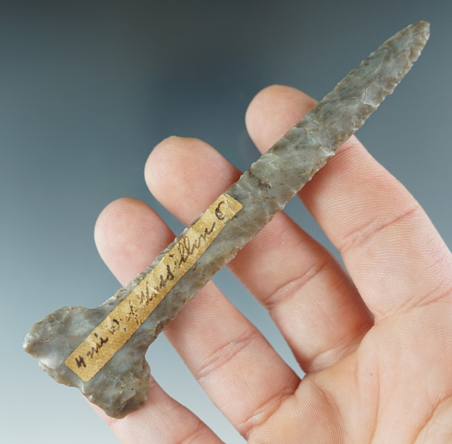 Rare and nice! 4 1/8" Expanded Base Drill found near Massillon, Stark Co., Ohio. Pictured.