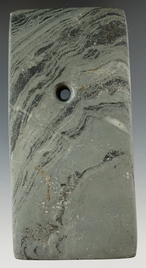 4 1/4" Rectangular Pendant found in Delaware Co., Indiana. Ex. David Root #2034S. Davis COA.