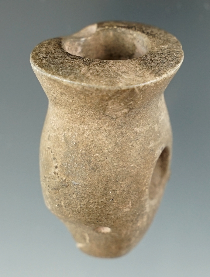 2 1/16" Avian Effigies Stone Pipe found in Ohio. From the collection of Steve Olenick.