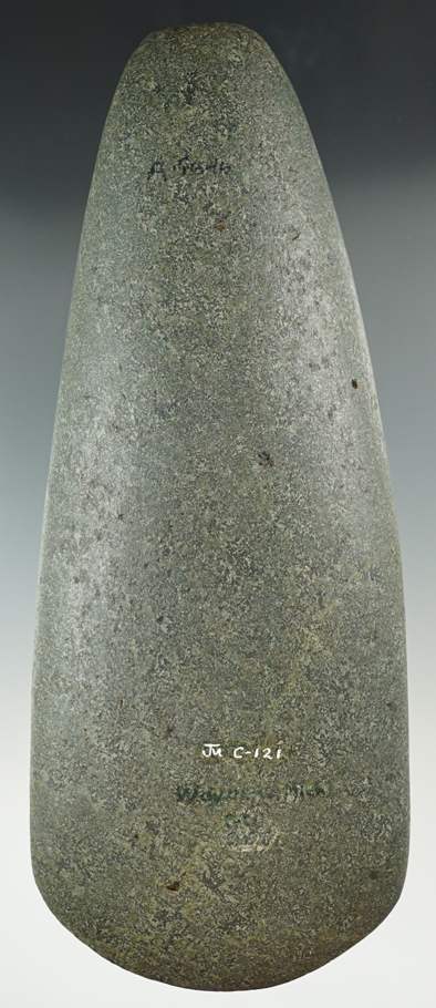 Large 8 7/8" High grade Celt found in Michigan. Ex. Joe Macik.