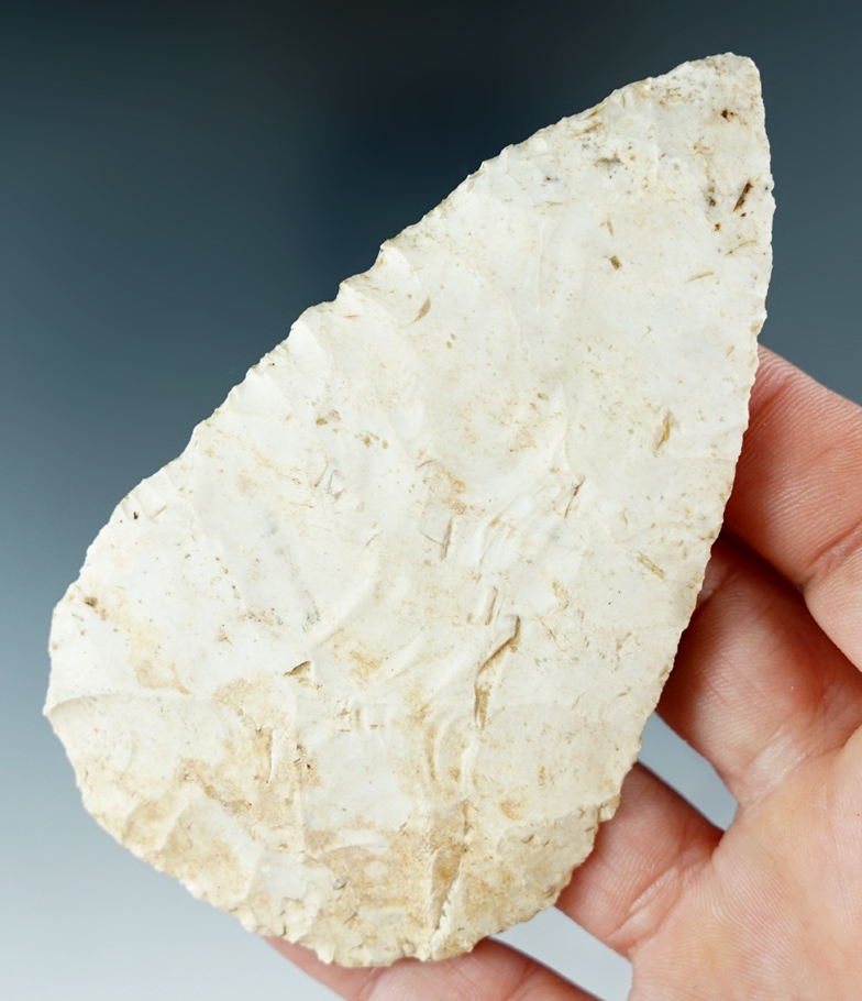 4" Cobbs Triangle made from Burlington Chert. Found in Montgomery, Missouri. COA.