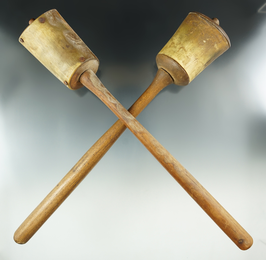 Pair of vintage horn rattles from New York, largest is 11 3/8".