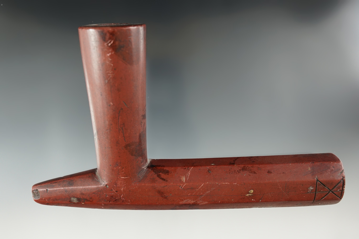 6 1/4" Long Catlinite Plains style Pipe. Circa late 1800's - early 1900's.