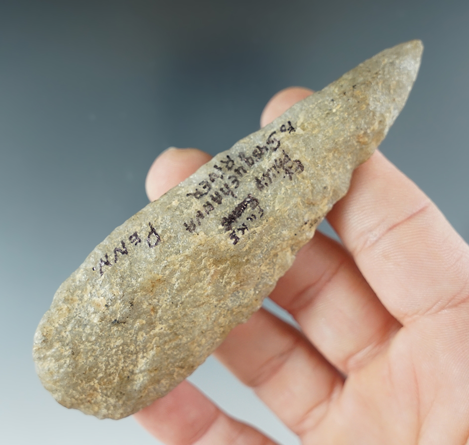 4  1/16" Quartz Knife found near the Susquehanna River, Pennsylvania. Ex. Don Magnani.