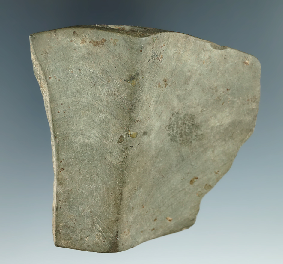 3" by 3 1/2" Bannerstone with damaged wings but a complete barrel section - Grant Co., Indiana.