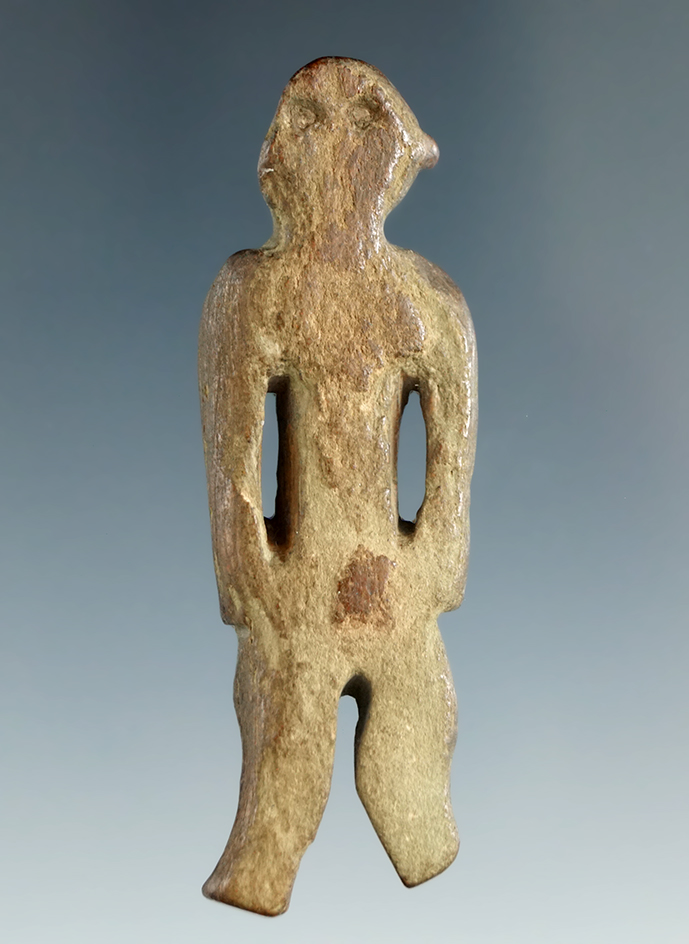 2" Nicely carved and heavily patinated Bone Human Figure that was once part of a Seneca comb.