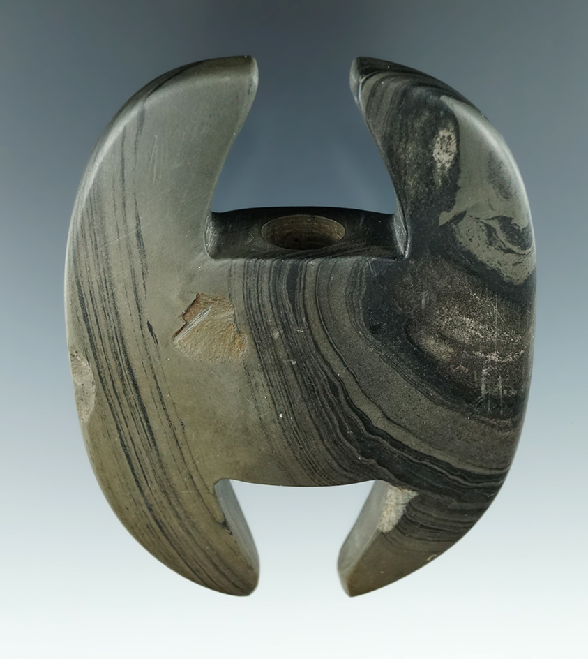 3 1/2" Notched Ovate with a heavily cleaned surface found near Danville, Vermillion Co., Illinois.