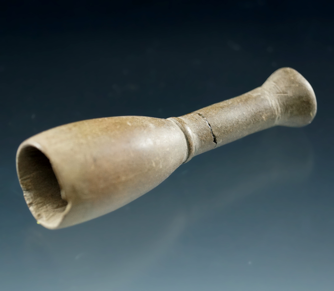 Nicely styled 2 5/8" Wine Glass Tube Pipe with a broken and glued stem found in Washington.