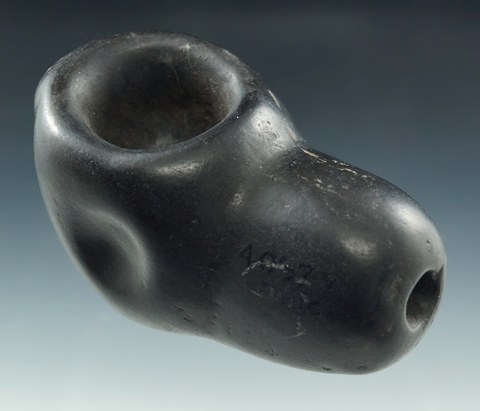 Ex. Wehrle! 4 1/8" Bird Effigy Pipe made from highly polished black slate found in Scioto Co., Ohio