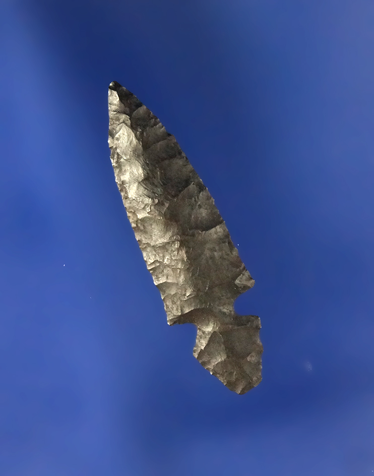 Klickitat Dagger, found in The Dalles area by Lynn Woodcock. Well made - Jasper, 1 1/8”.