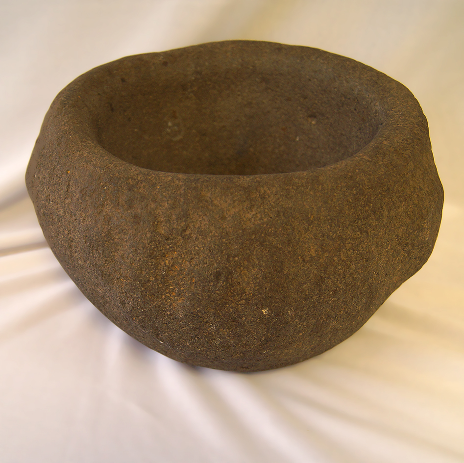 Well made Columbia River Mortar featuring 3 protrusions below the rim. Ex. Bill Peterson.