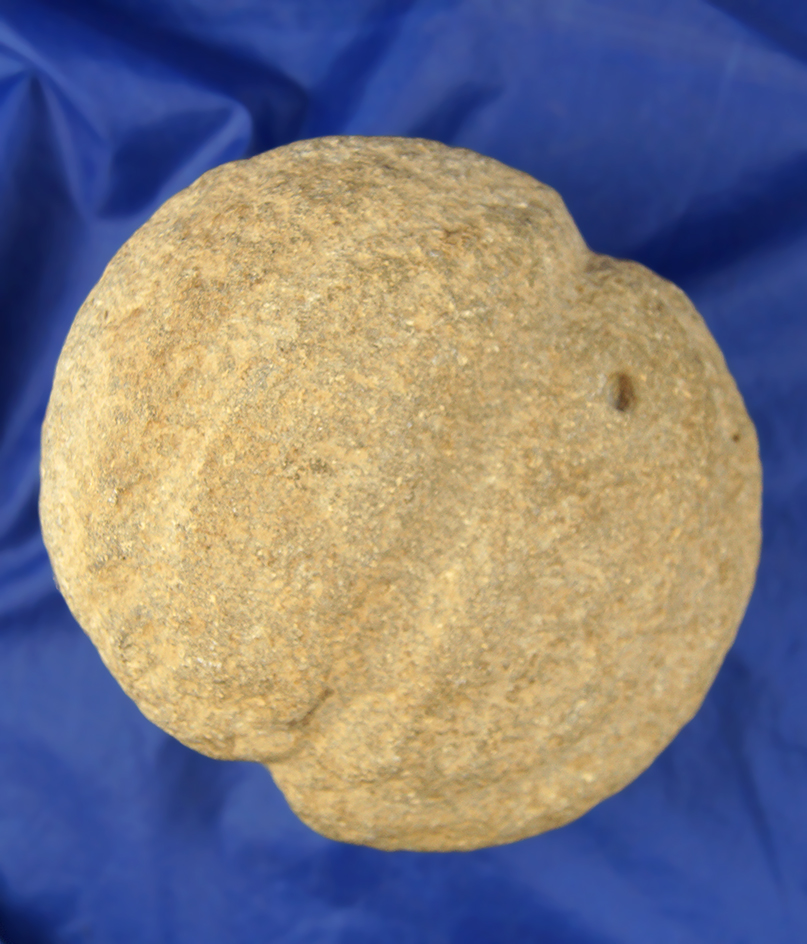 Decorated Columbia river Net Weight showing cross grooves and a half circle design, 6" L.