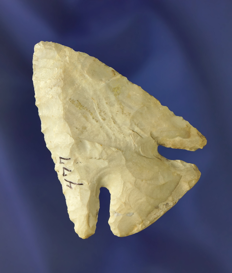 2 1/2" Archaic Thebes Deep Notch Bevel found in Illinois.