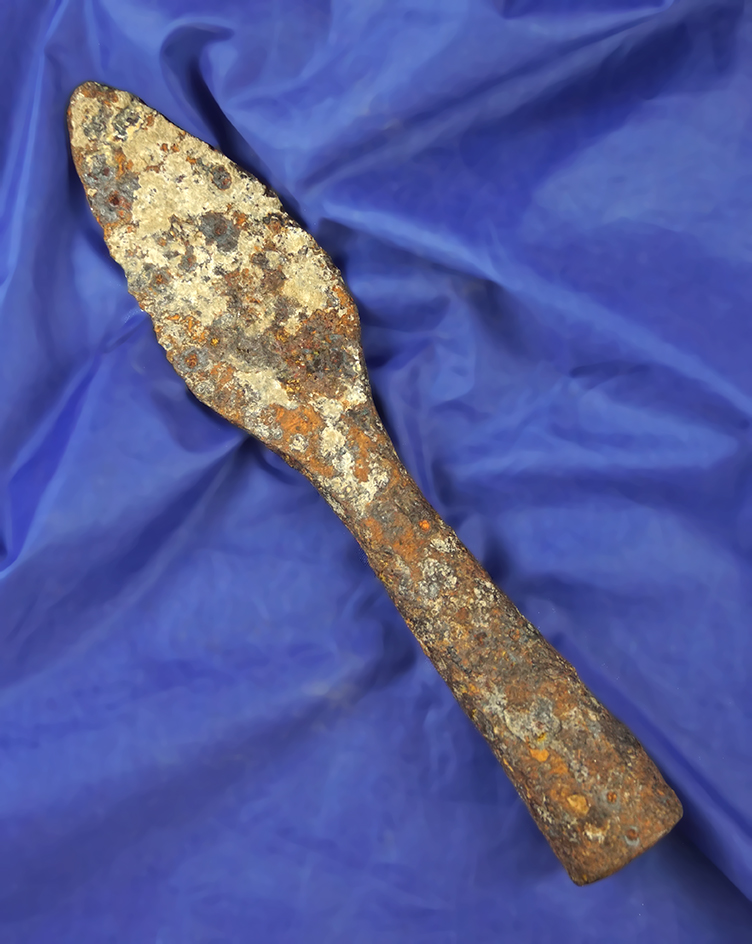 8" long hand forged iron spear-found – found location unknown.