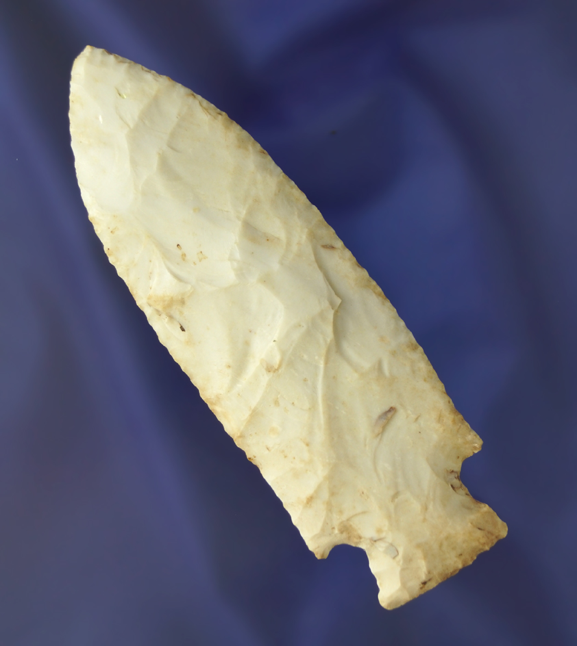 4" Burlington chert Etley point  found in Adams Co., Illinois. Comes with a Rogers COA.