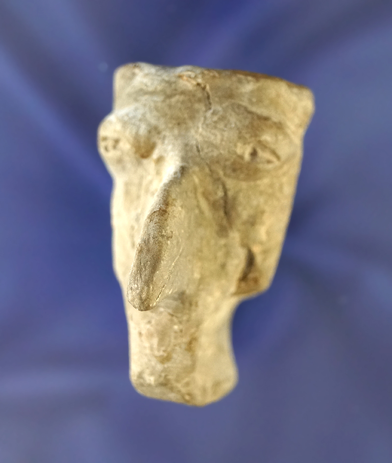 Nicely detailed2 5/6" Bird Effigy Pipe found at the Big Eddie site in Arkansas.