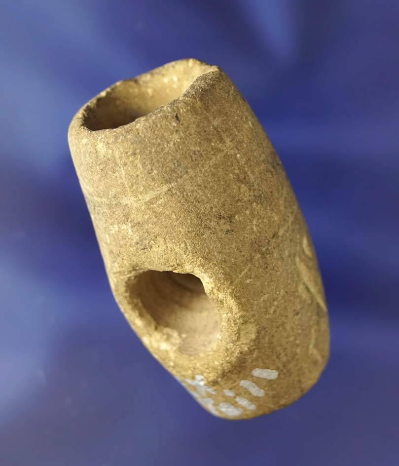 2" sandstone Fort Ancient Pipe found in southern Ohio. Ex. William Tiell collection.