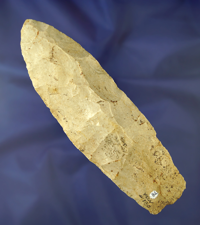 7 15/16" Burlington chert Wadlow Blade found in west central Illinois. Ex. Hilliard. Dickey COA.