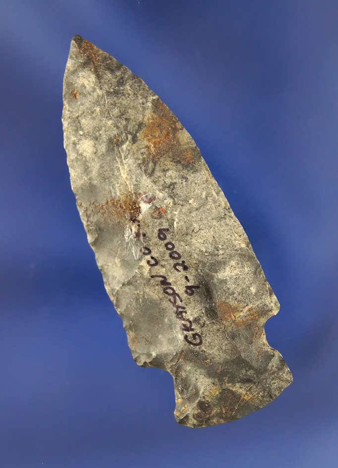 2 3/4" nicely flaked cornernotch found in Grayson County Kentucky.