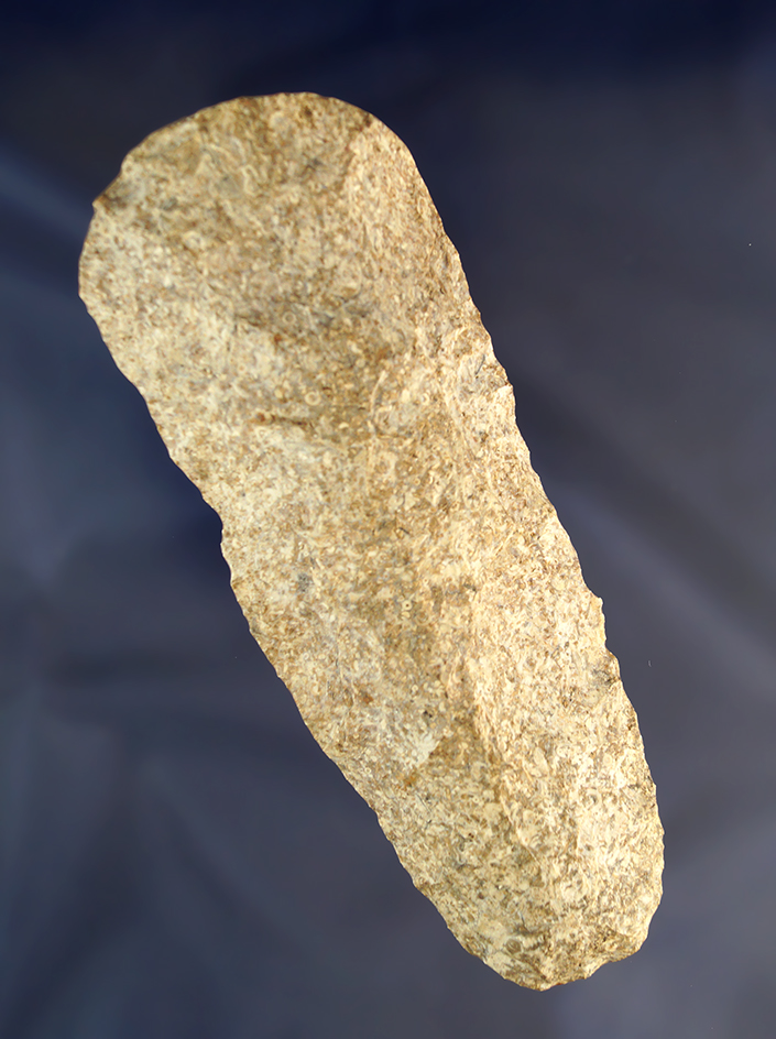 Nicely styled 5 5/8" Flint Celt found in Lawrence County Indiana. Ex. Bob Edler collection.