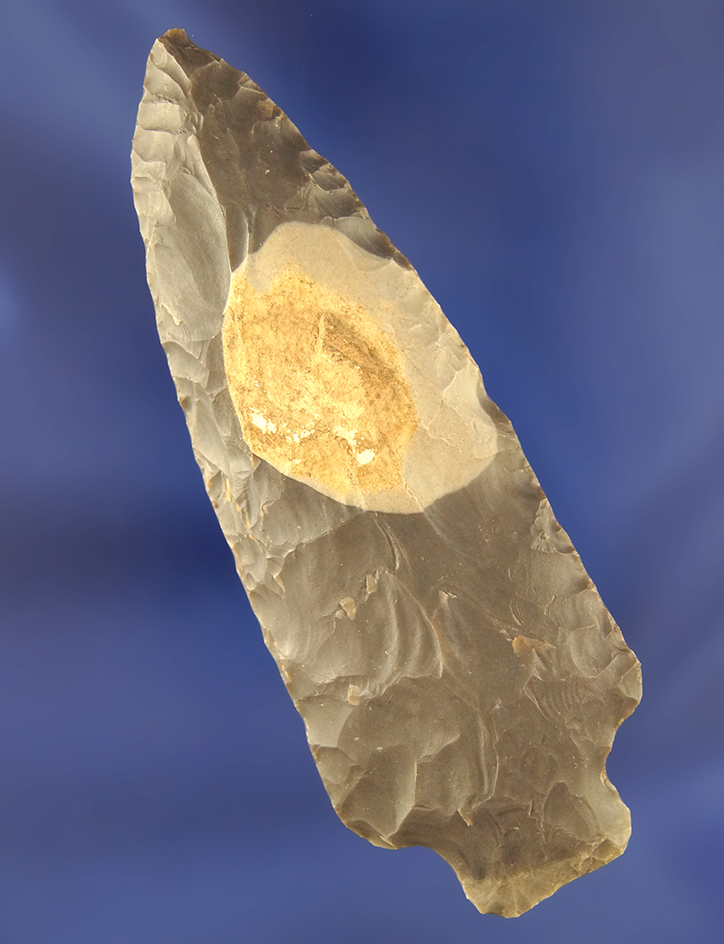 3 11/16 Hornstone Stemmed Knife found in the need County Kentucky near the Ohio River.