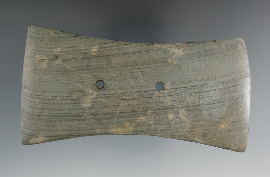 4 5/8" Hopewell Bi-Concave Gorget found in Kent Co., Michigan. Pictured in Who's Who #8, page 169.