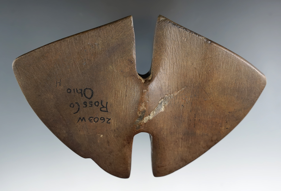 5 1/2" Archaic Butterfly Bannerstone found in Ross Co., Ohio. Ex. Dr. Stanley Copeland, August T. We