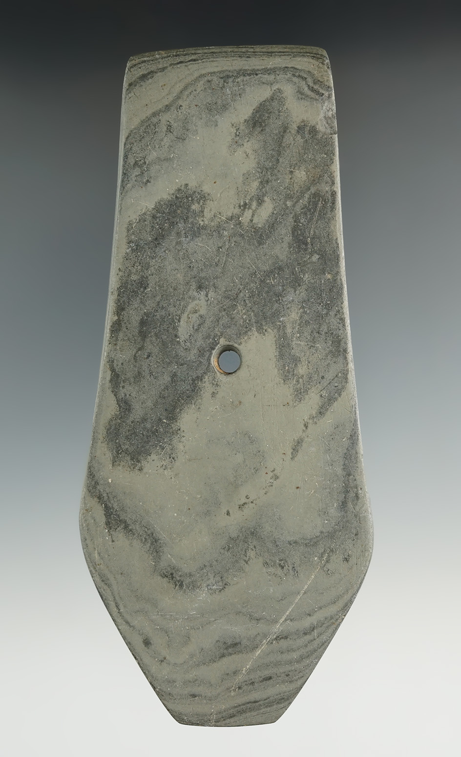 5 1/2" Hopewell Coffin Pendant found in Cass Co., Indiana. Pictured in Indian Artifacts: Best of The