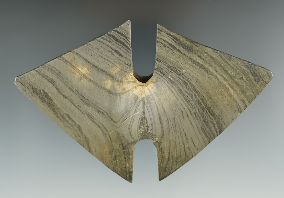 Finely crafted 4 1/4" Archaic Butterfly Bannerstone with restoration to two lower points. Pictured!