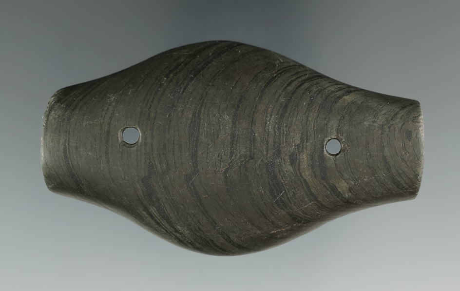 3 1/8" Hopewell Expanded Center Gorget found in Parke Co., Indiana. Pictured in Legends of Prehistor