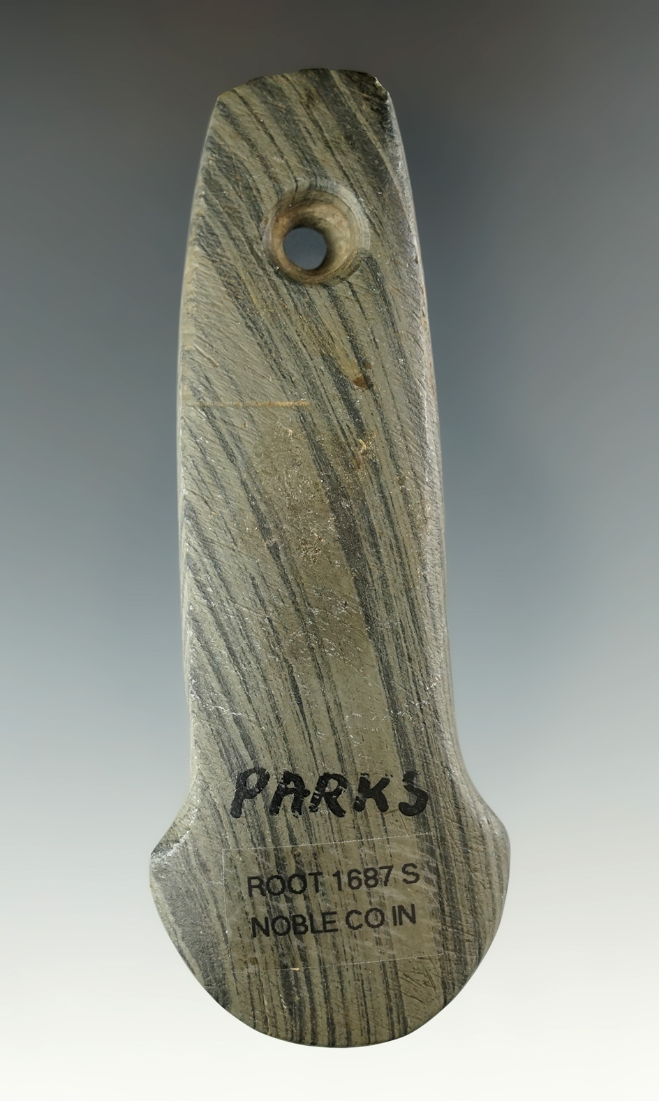 3 3/4" Adena Anchor Pendant found in Noble Co., Indiana. Pictured in Who's Who #5, page 188.