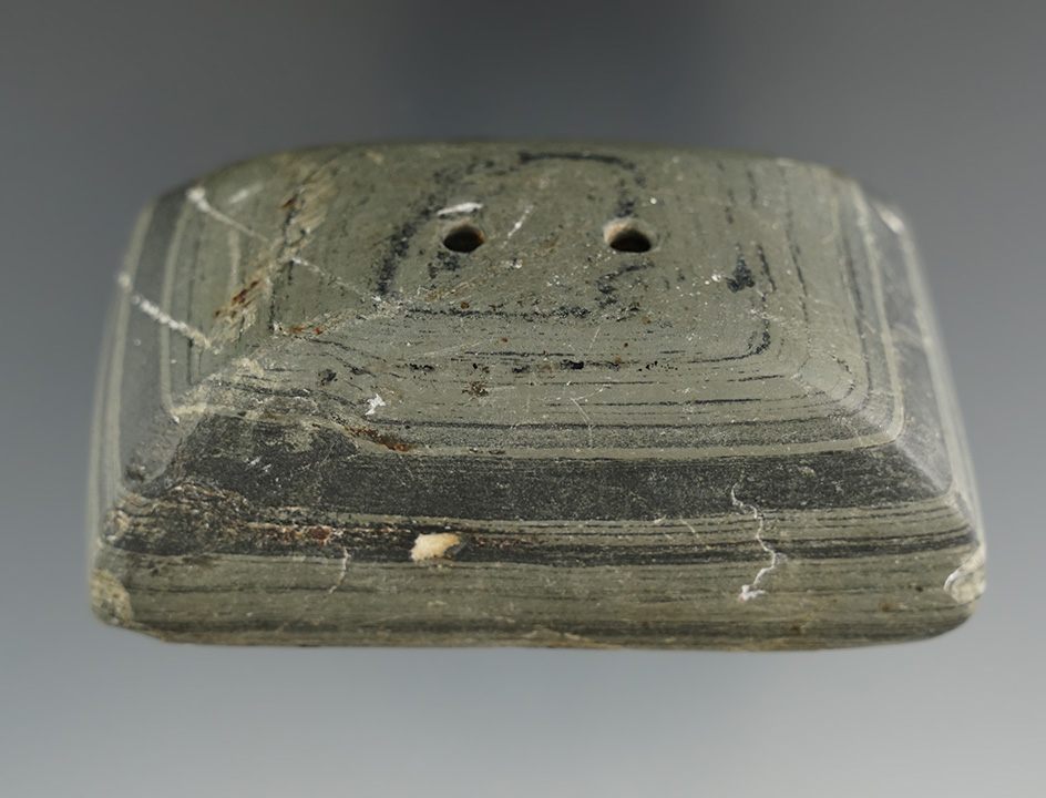 2 7/8" Adena Semi-Keeled Gorget found in Wells Co., Indiana. Pictured in Indian Artifacts of The Mid