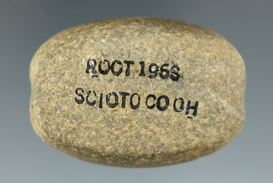 2'' x 1 3/8" Granite Loafstone found in Scioto Co., Ohio. Ex. Bill Craycraft Collection.