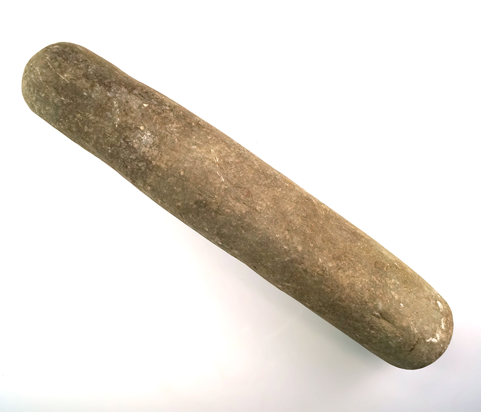 11 7/8" long Roller Pestle found in Dansville, New York on February 15, 1997.