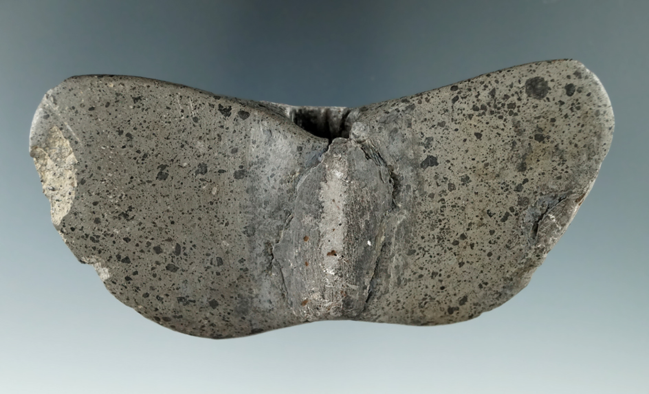 4 1/16" wingnut style Pipestone Bannerstone with restoration to several areas - New York.