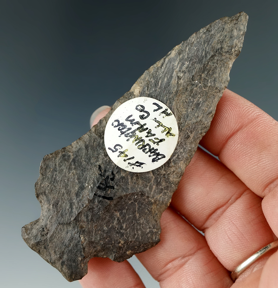 3 3/16" Perkiomen made from rhyolite found on the Barrington Farm in Allegheny Co., NY.