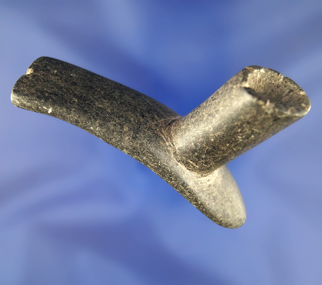 3 1 /2" x 1 3/4" Late Prehistoric Pipe likely Intrusive Mound. Bennett COA.