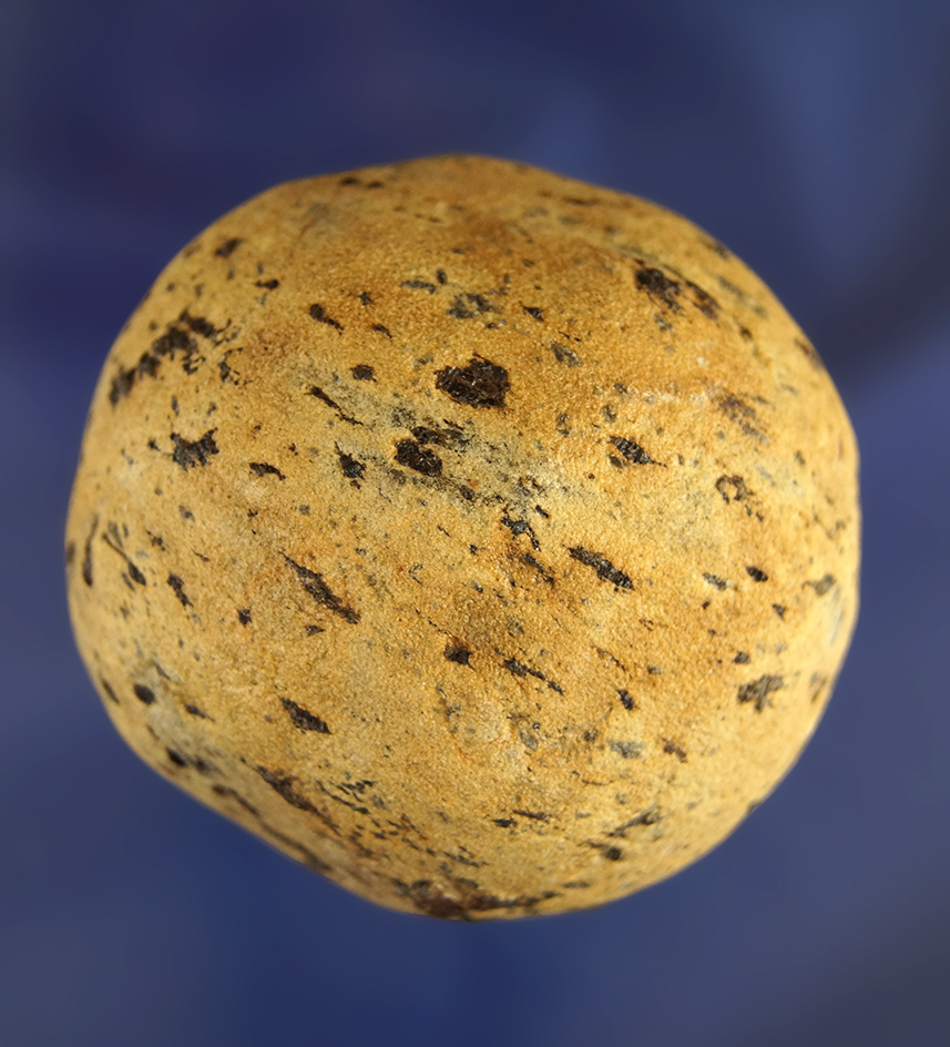 2 1/2" Gamestone made from Black and Yellow Gneiss. Found in Licking Co., Ohio. Ex. Dilley.