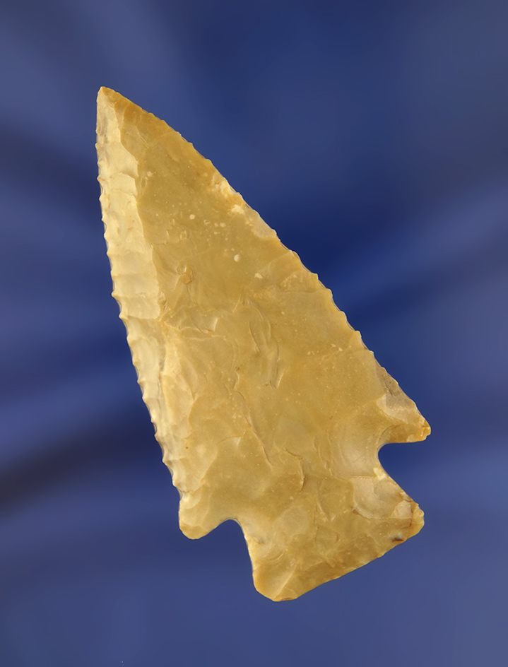 Very well flaked and nicely serrated 3 1/16" Hardin found in Tennessee.