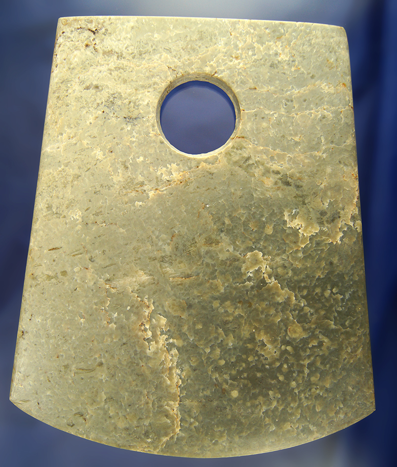 9" x 7 1/2" Chinese Jade Carving Votive Axe. Ex. Gerald Bernacchi Collection.