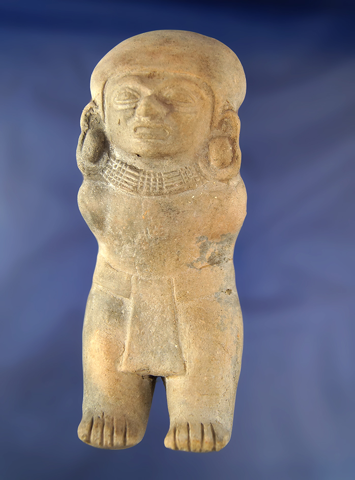 6" Tall Pottery Figure from Ecuador. Jamacoaque Culture, 300 BC - AD 100.