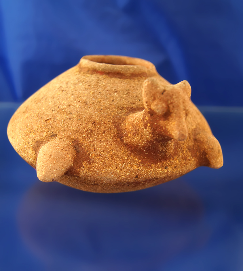 6 1/2" Wide Nayarit Dog Effigy Olla from Mexico.