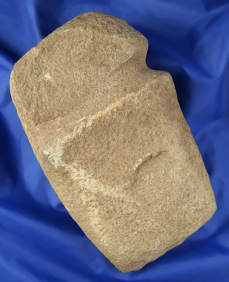 Large and well used 8" long 3/4 grooved Axe founde by T. Podkanowicz near Morris, Illinois.