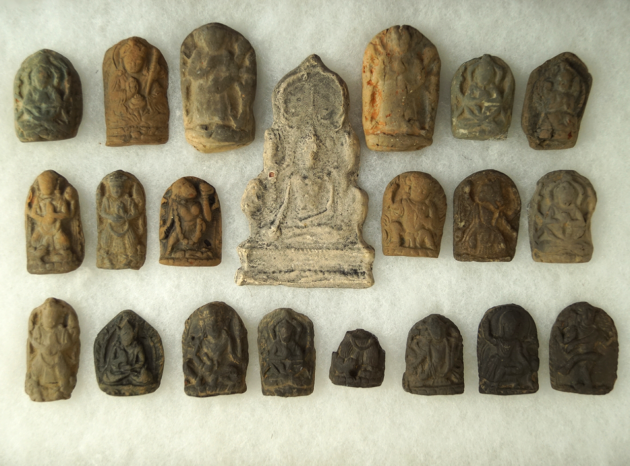 Unique set of 21 clay figures from Tibet. largest is 3 5/8"