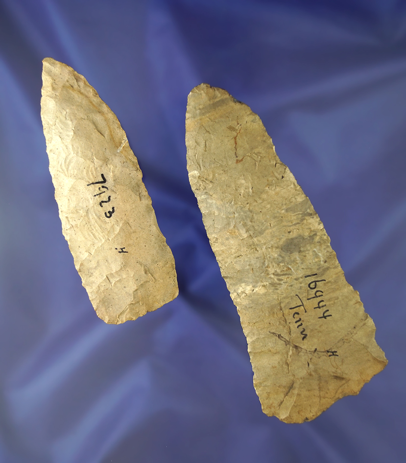 Pair of Tennessee Blades from the Wehrle collection. Both found in Tennessee, largest is 4 15/16".